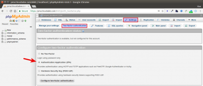phpmyadmin two factor authentication