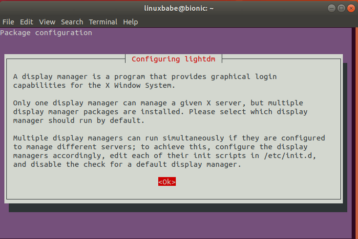 ubuntu 18.04 lightdm display manager