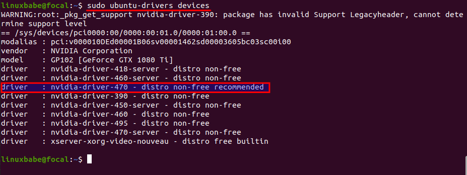 sudo ubuntu-drivers devices