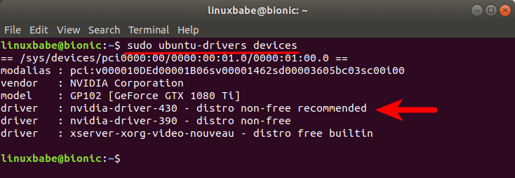 ubuntu 18.04 nvidia driver devices