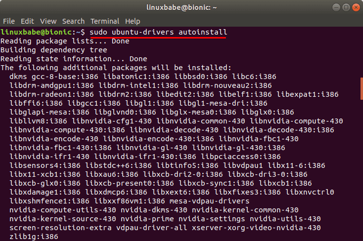 ubuntu 18.04 sudo nvidia-drivers autoinstall