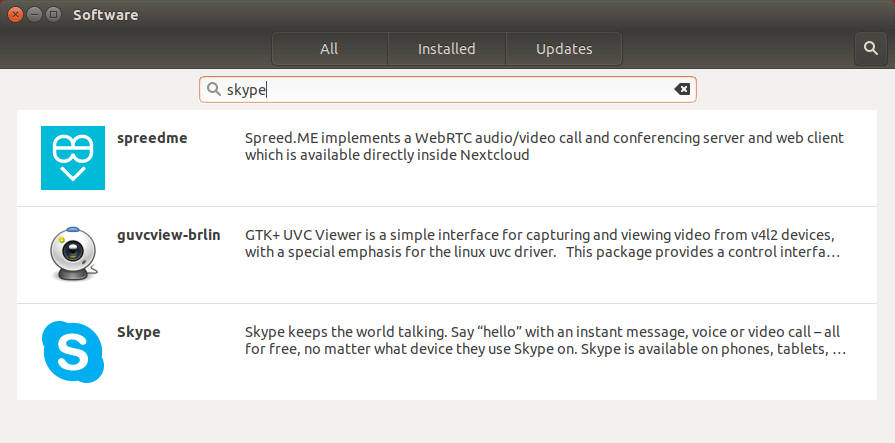 skype snap ubuntu 18.04