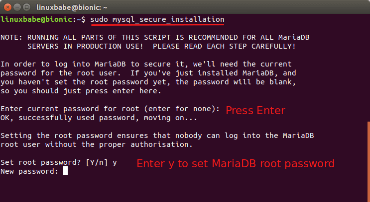 Ubuntu 18.04 lamp mariadb