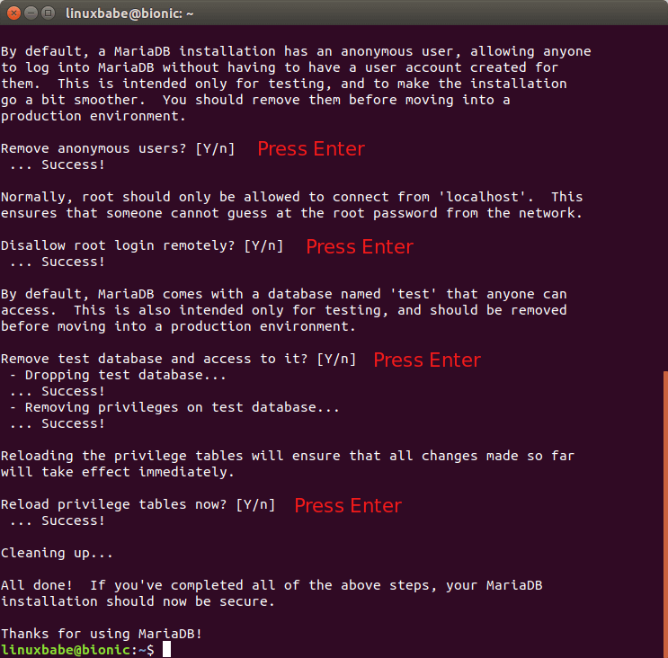 ubuntu 18.04 lamp stack mariadb server