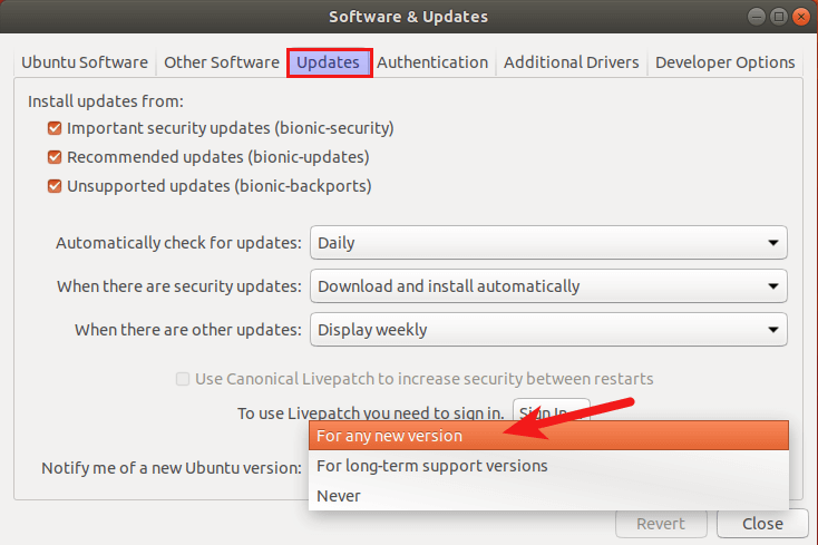 update ubuntu 18.04 to 18.10