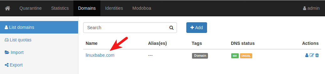 add mailboxes in modoboa