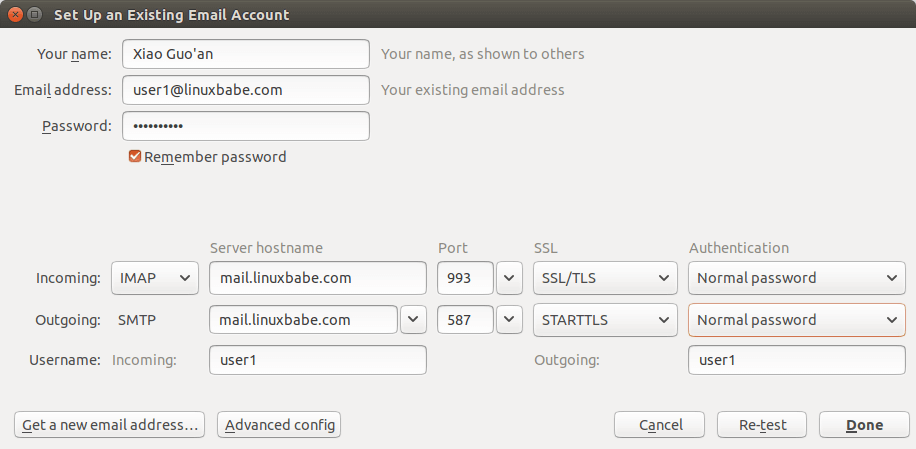 modoboa mail server desktop mail client configuration
