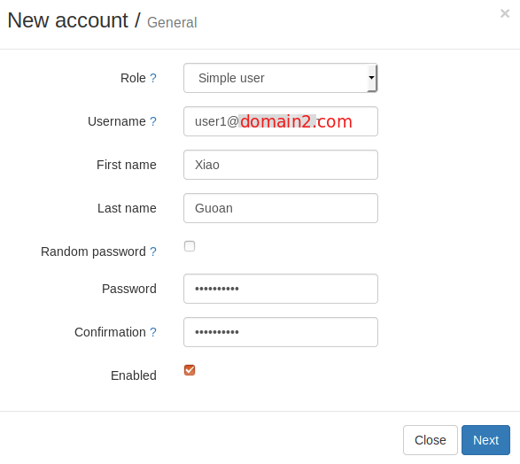 modoboa add email address of second domain