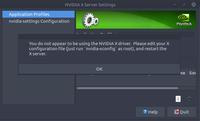you do not appear to be using the nvidia x driver debian