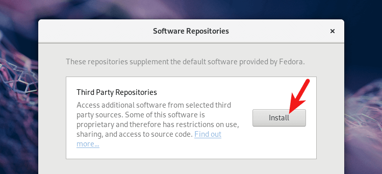 fedora 29 install third party repositories