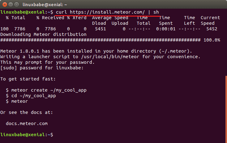 install meteorjs on ubuntu 16.04 18.04