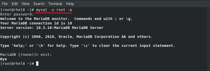 mariadb shell login