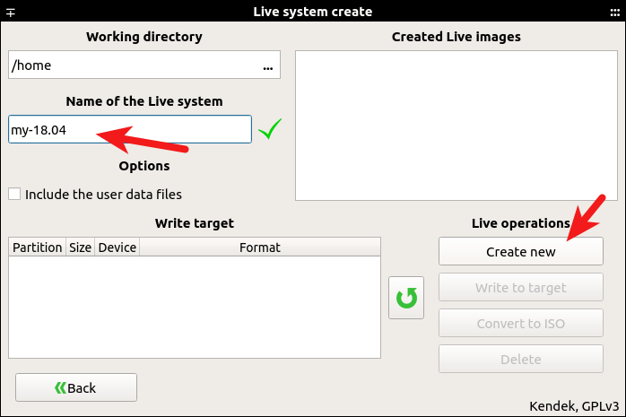 systemback create live iso