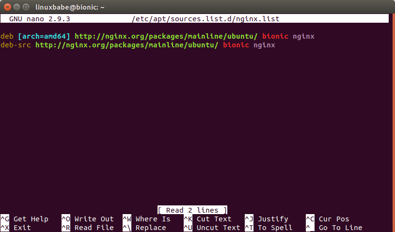 ubuntu 18.04 nginx latest version amd64