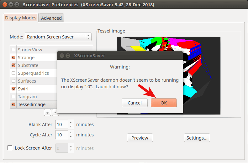 xscreensaver daemon ubuntu 18.04