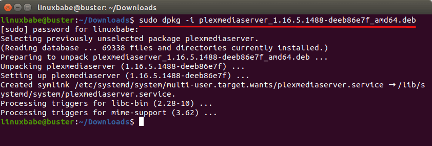 plex media server linux apt