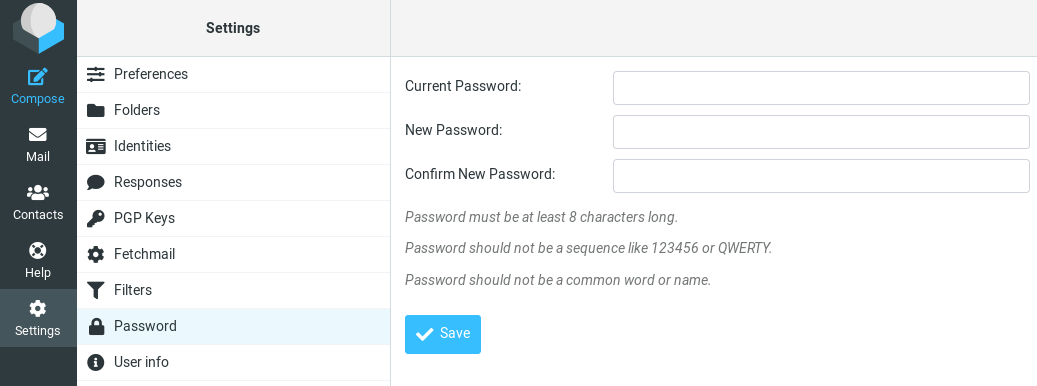 roundcube webmail change password