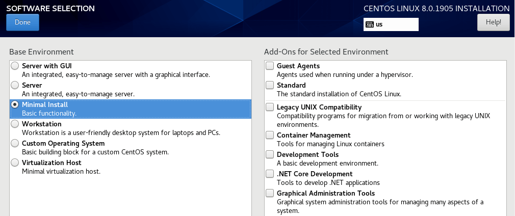 centos 8 minimal install