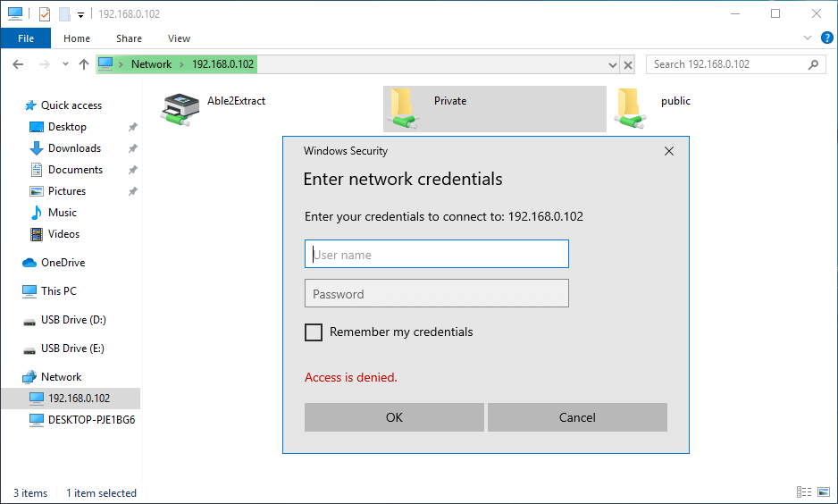 access samba share from windows 10