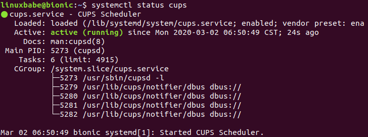 cups printing system ubuntu