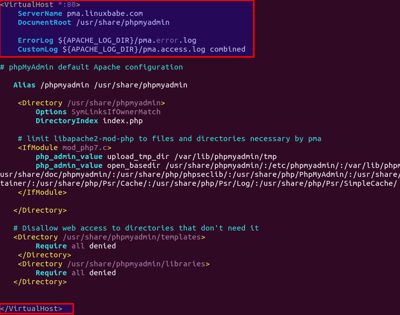 Access phpMyAdmin From a Sub-domain ubuntu 20.04