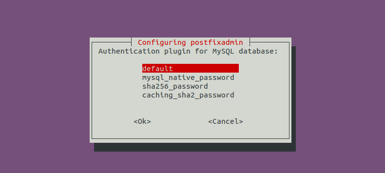 postfixadmin authentication plugin for MySQL MariaDB