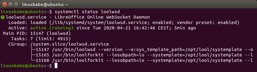systemctl status loolwsd