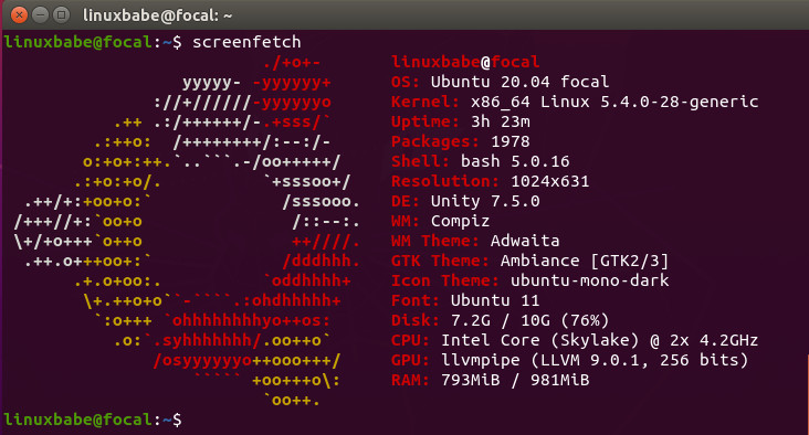 ubuntu 20.04 unity 7