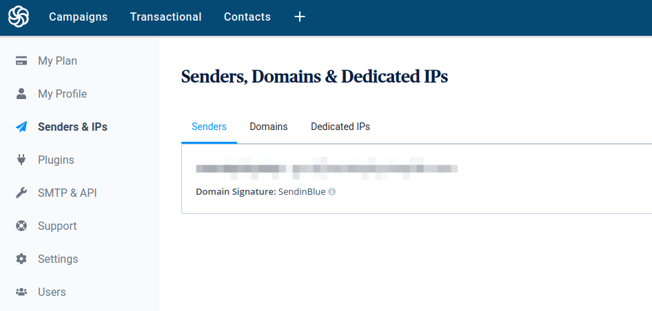 sendinblue add senders and domains