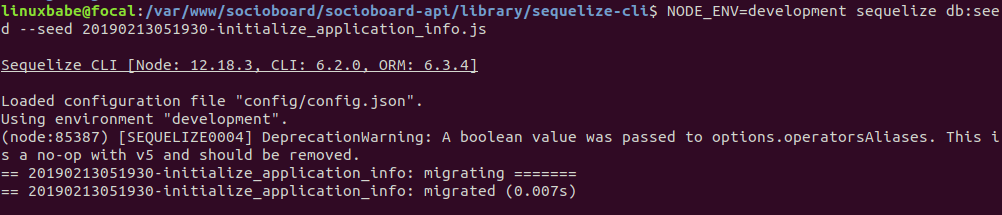 sociobard set up mariadb ubuntu 20.04