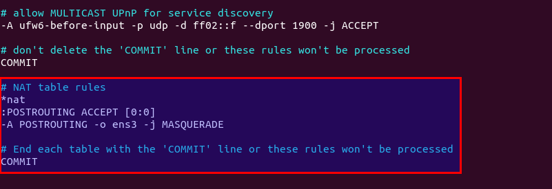 IPv6 masquerading in the UFW firewall