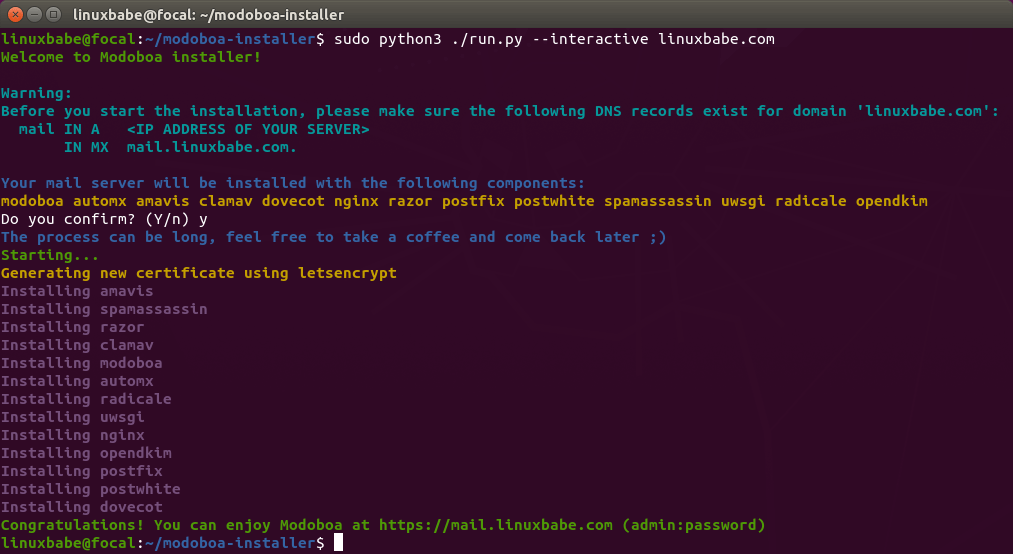 install modoboa ubuntu 20.04 python3