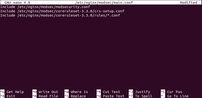 Enable OWASP Core Rule Set debian ubuntu nginx