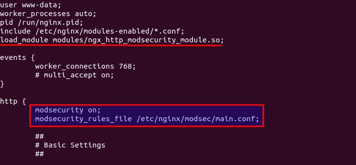 enable ngx_http_modsecurity_module-debian-ubuntu