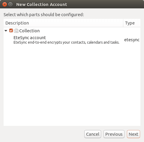 etesync collection account ubuntu