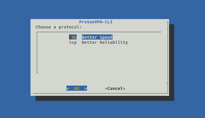 protonvpn-cli TCP UDP
