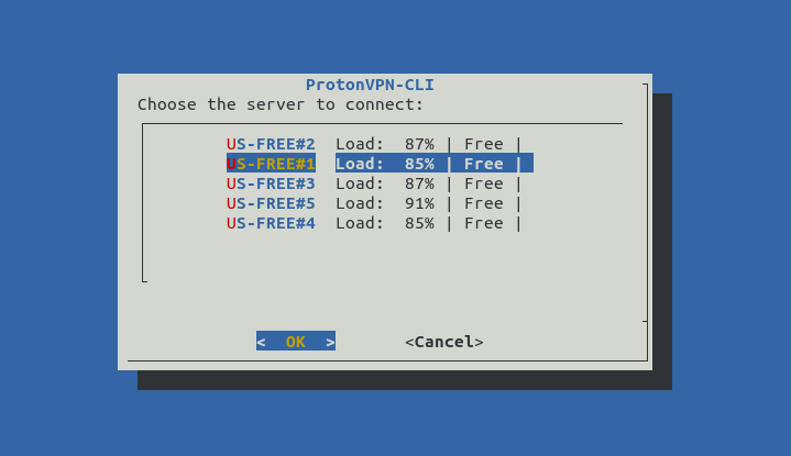 protonvpn-cli choose a server to connect to