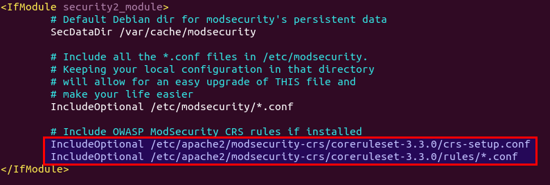 apache Install the OWASP Core Rule Set CRS debian ubuntu