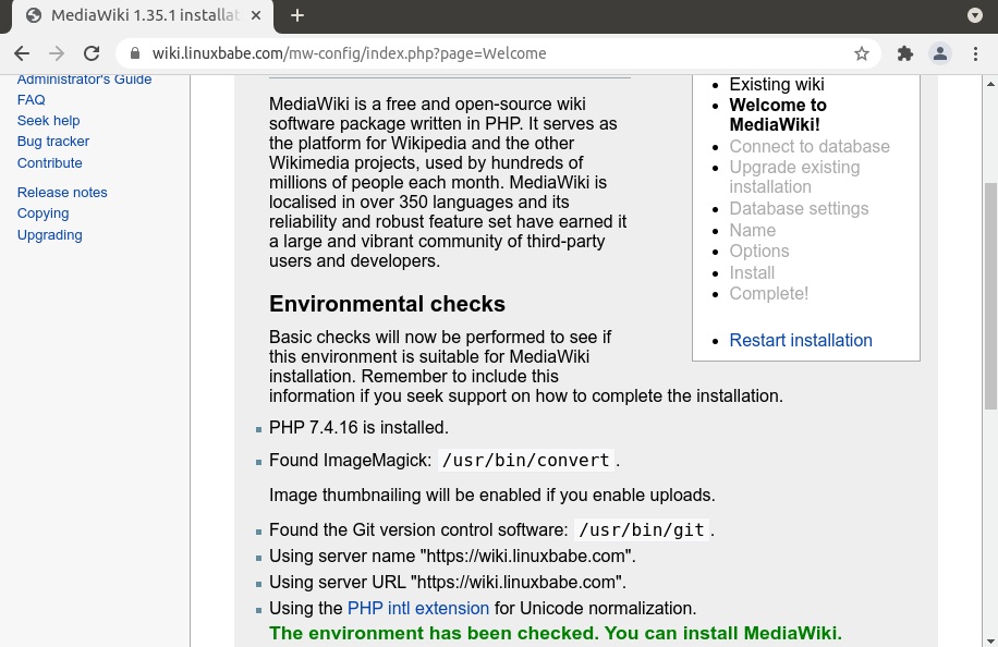 mediawiki environment check