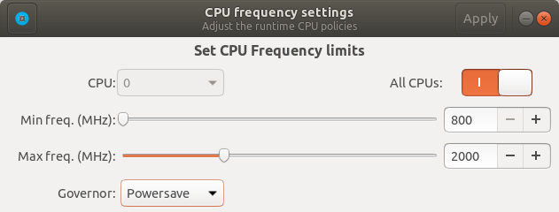 CPU frequency settings