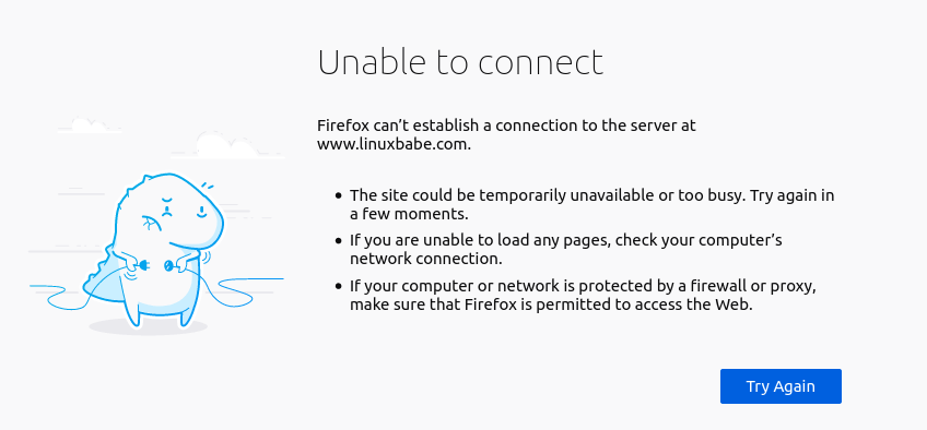 Firefox Unable to connect