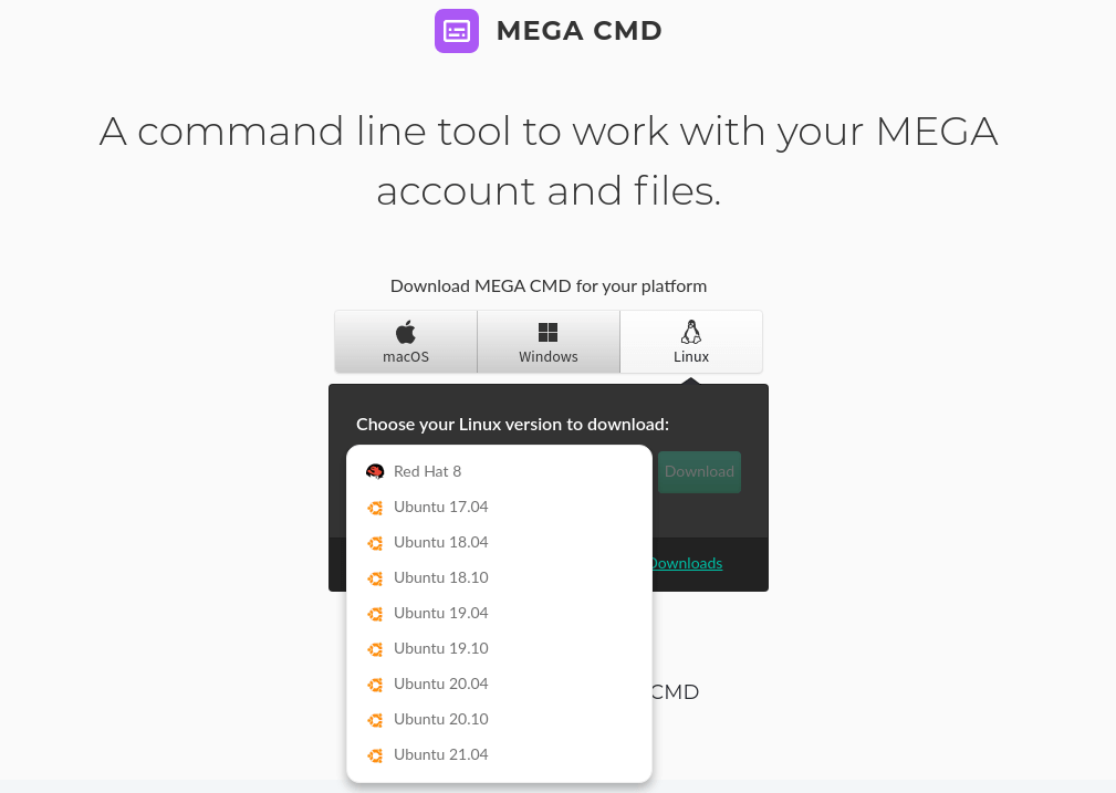 mega command line client ubuntu
