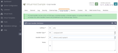 openlitespeed script handler php