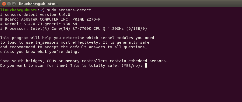 sudo sensors-detect