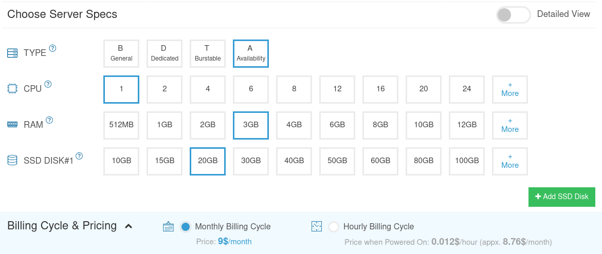 kamatera server types