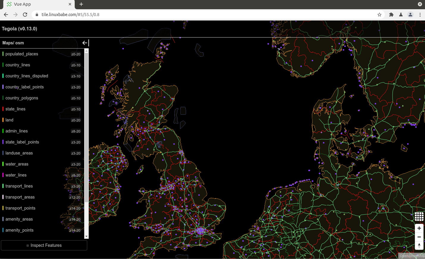 Example: Connect to an OSM Vector Server