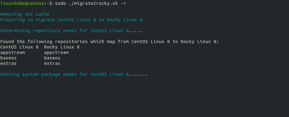migrate centos 8 to rocky linux 8