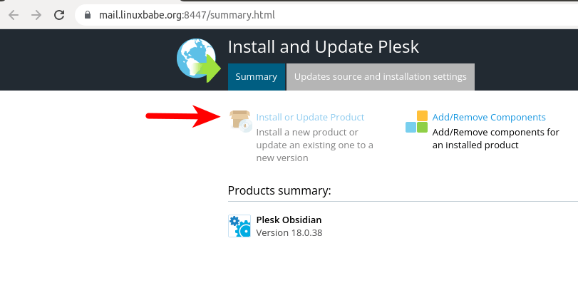 plesk install or upgrade product