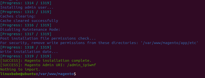 magento installation complete ubuntu server