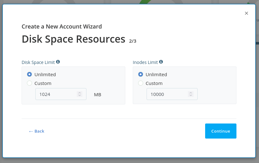 scalahosting disk space limit inodes limit